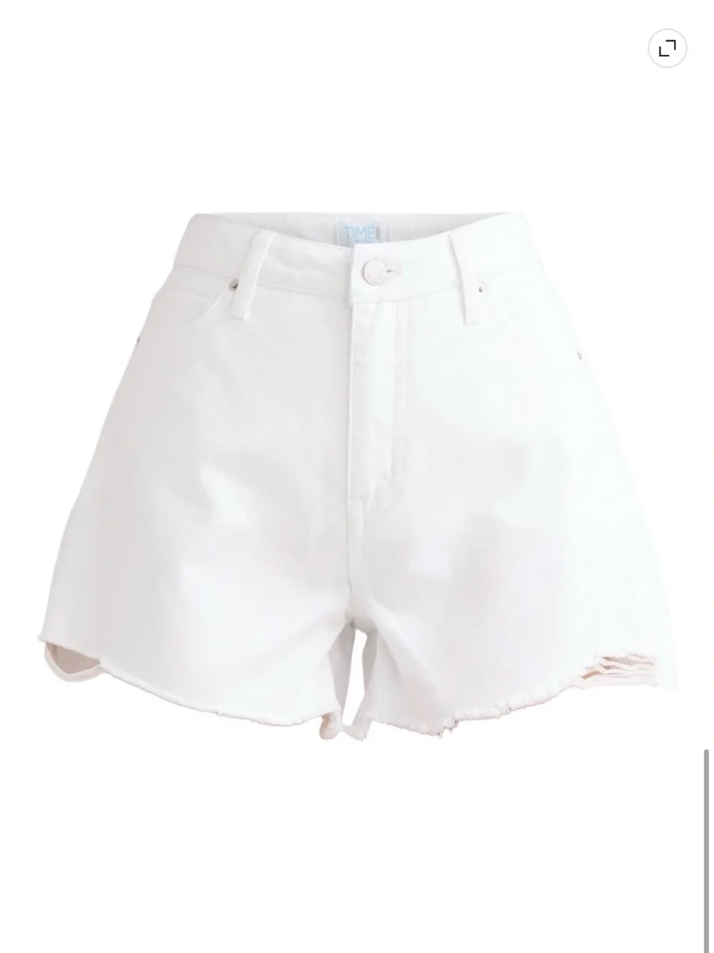 Time and Tru High-Waist Destructed Hem Denim Shorts 4 in inseam